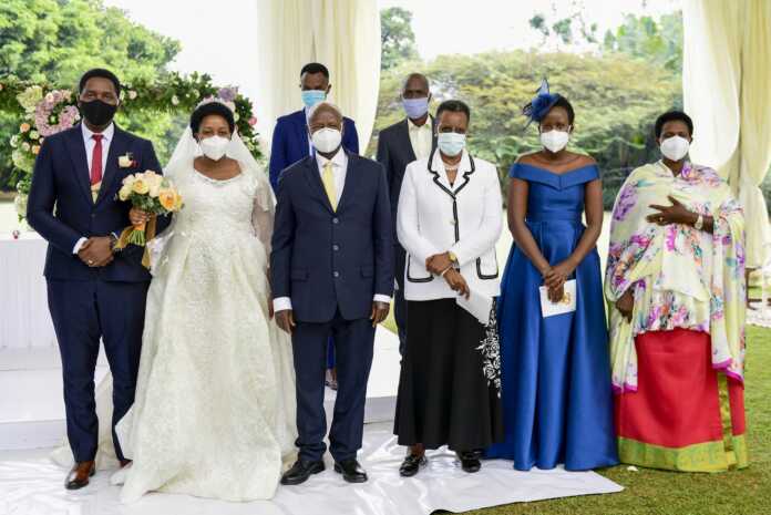 Museveni at cousin Phiona Akoragye's scientific wedding in Entebbe