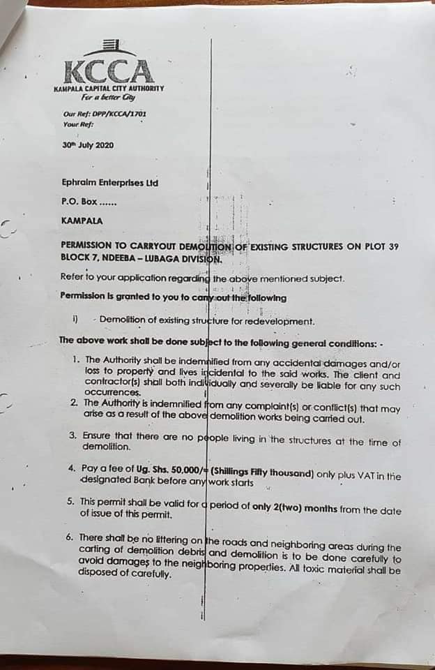 Ivan Katongole's demolition permit