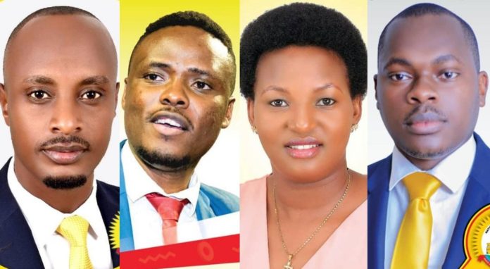 Western Uganda NRM youth MP aspirants Joshua Akandwanaho, Patrick Mwesigye, Agnes Tushabe and Ronald Tugume.
