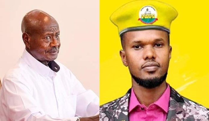 President Yoweri Museveni and Ashburg Katto. The social media blogger says he is yet to receive the cows the head of state donated to him.
