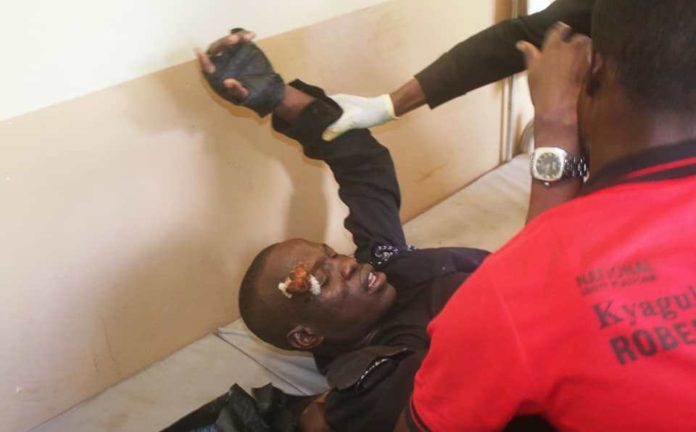 Bobi Wine bodyguard ASP Kato injured in Kayunga rally chaos.