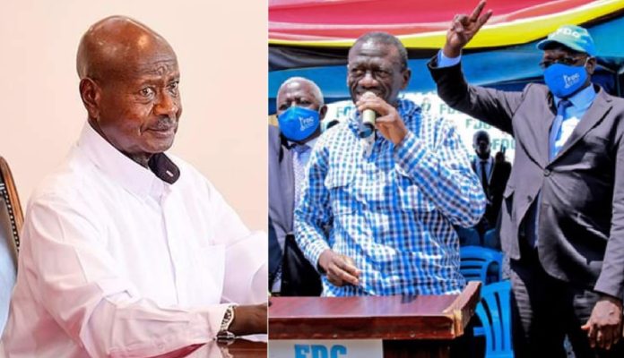 Museveni, FDC's Wasswa Biriggwa, Kizza Besigye and presidential candidate Patrick Oboi Amuriat