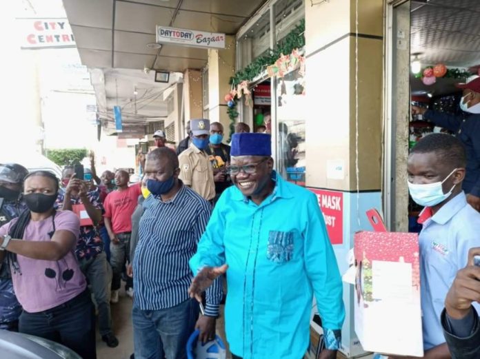 Patrick Oboi Amuriat at Day to Day Supermarket in Mbarara