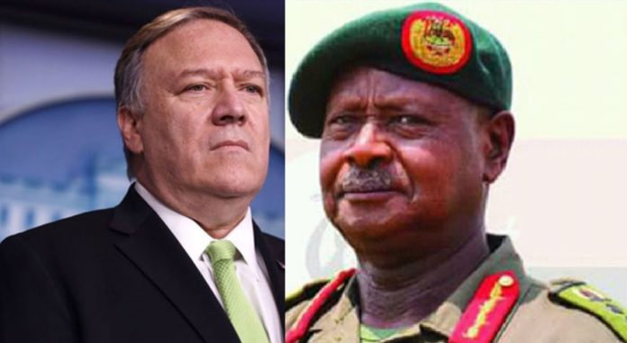 Pompeo and Museveni. US secretary of state Pompeo puts Museveni on notice over 2021 elections