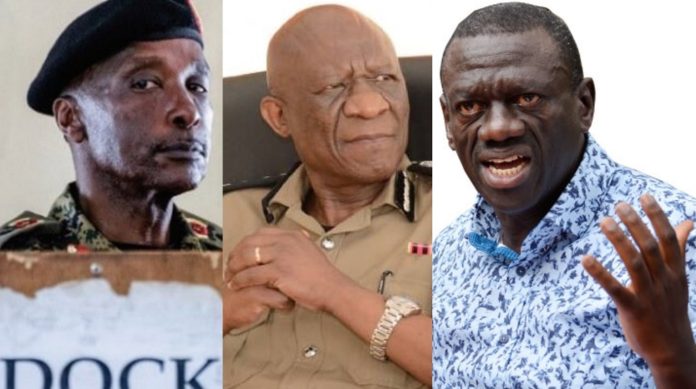 Former police chief Gen Kale Kayihura, his successor Martins Okoth Ochola and opposition leader Dr Kizza Besigye. Veteran opposition leader Dr Kizza Besigye has told Uganda Police Force (UPF) chief IGP Martins Okoth Ochola it could end in tears for him the way it did for his long-serving predecessor Gen Kale Kayihura.
