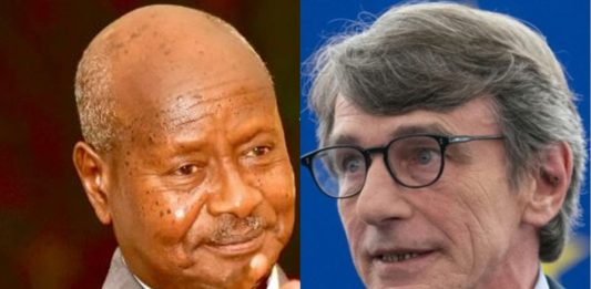 President Yoweri Museveni, and David Sassoli, the EU Parliament President