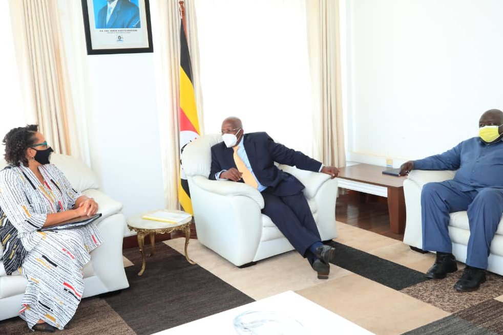 US ambassador to Uganda Natalie Brown meets Uganda's foreign affairs minister Sam Kutesa and junior minister for international affairs Henry Okello Oryem