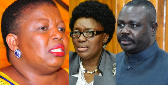 NRM Secretary General Kasule Lumumba, Speaker Rebecca Kadaga and Deputy Speaker Jacob Oulanyah. Lumumba: Kadaga, Oulanyah 'fight' a shame to NRM