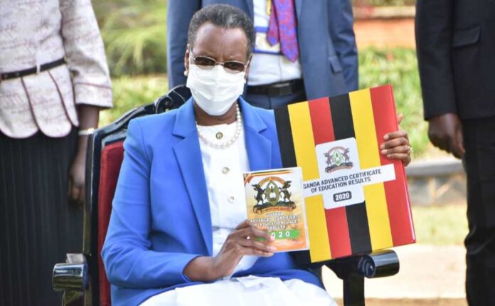 Education minister Janet Museveni at the release of UACE 2020 results. How Male & Female Candidates Performed Per Subject in 2020 UACE