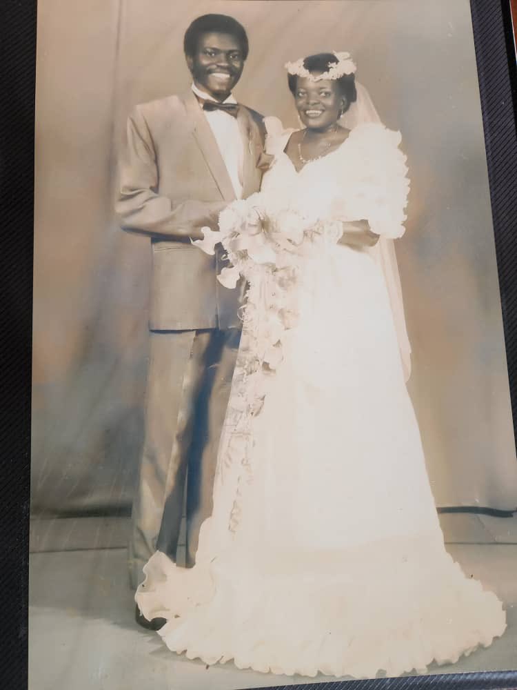 Charles and Margaret Mayiga on their wedding on April 29, 1989
