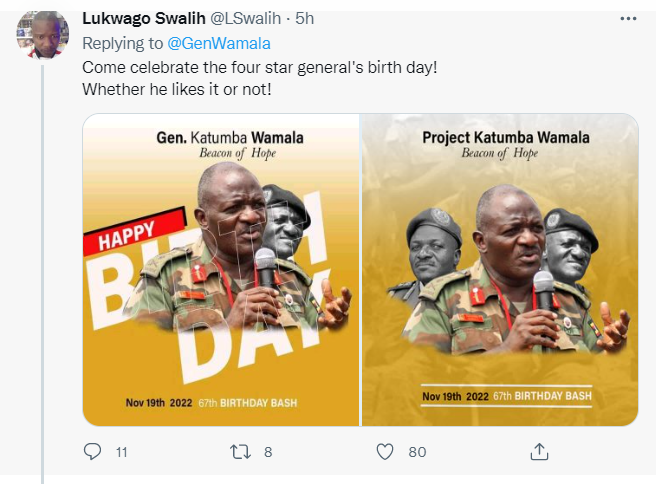 DON'T BE A COWARD, WE'LL CELEBRATE YOUR BIRTHDAY BY FORCE: Ugandans Tell Gen Katumba Wamala after He Dismissed Plans for Muhoozi-Like Birthday Party, 2026 Presidential Ambitions