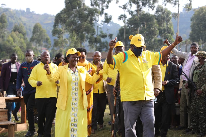 NRM party bosses in Kisoro where Eddie Kwizera was nominated for Bukimbiri byelection