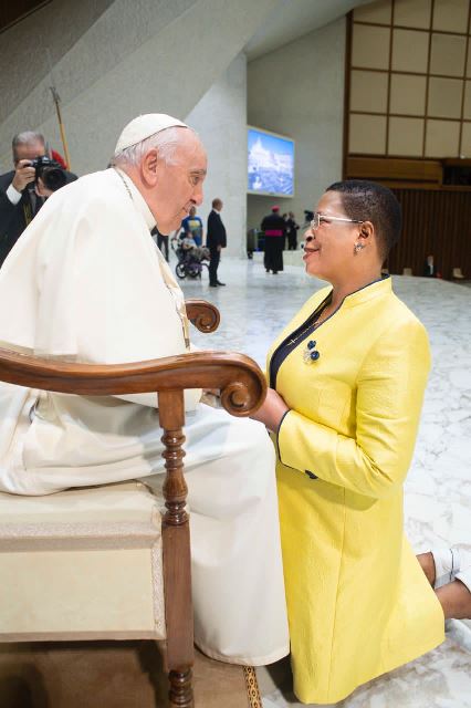 Speaker Anita Annet Among chats with Pope Francis
