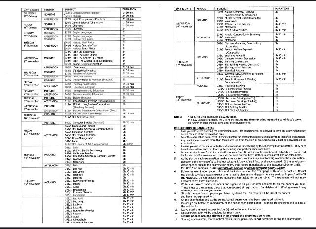 UCE O-level Senior Four Uneb Timetable 2022